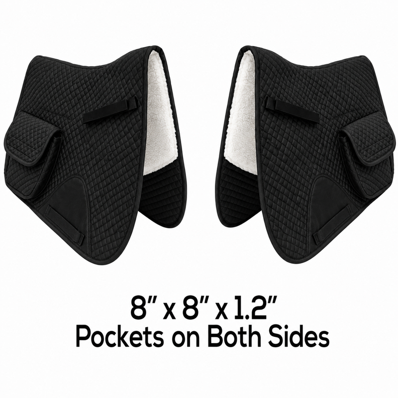 Derby Originals All Purpose English Saddle Pad with Pockets Half Fleece lined for Shock Absorbing Wither Relief Design for comfort and Trail Riding.