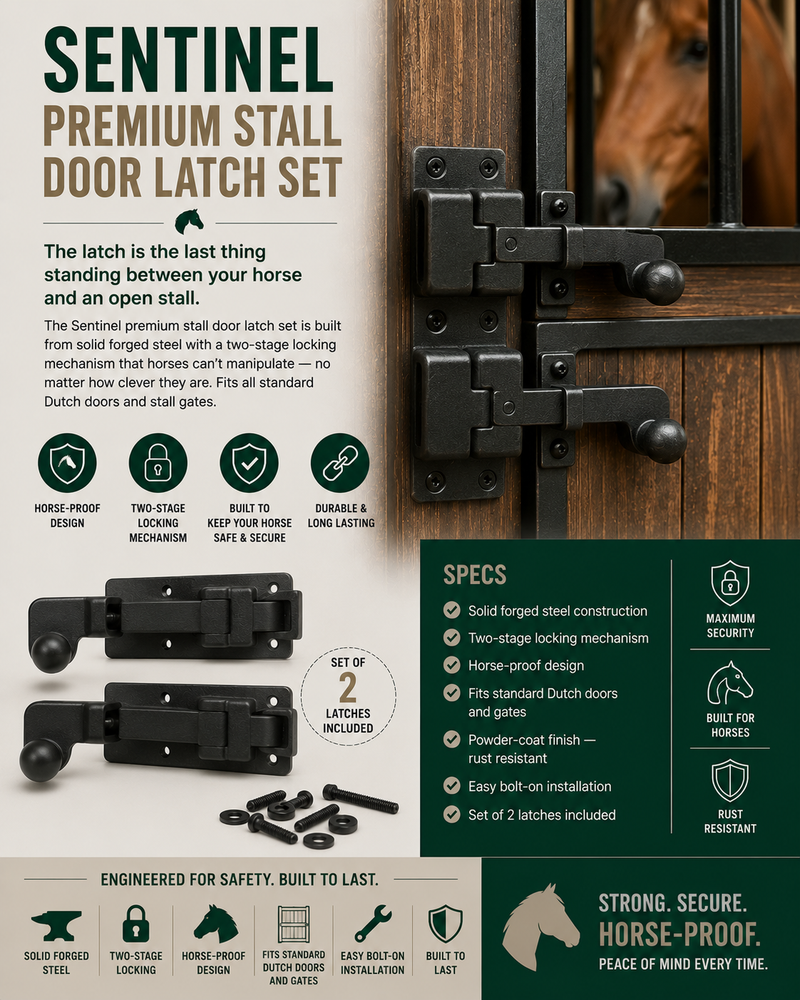 The Sentinel — Premium Stall Door Latch Set