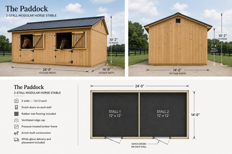 The Paddock — 2-Stall Modular Horse Stable