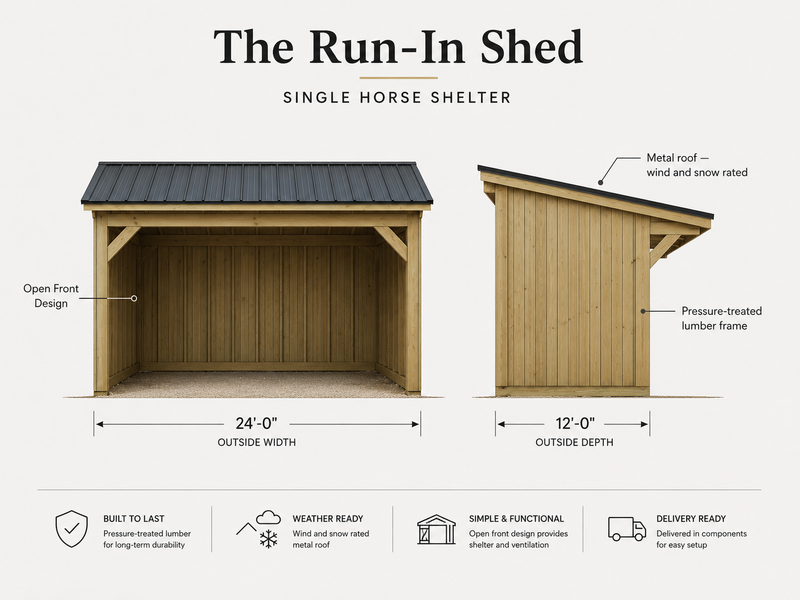 The Run-In Shed — Single Horse Shelter