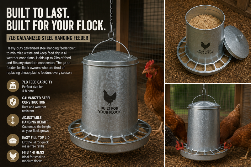 The Manor Feeder — Galvanized Hanging Chicken Feeder